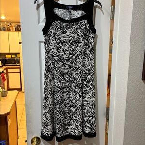 Black and White A-Line Midi Dress